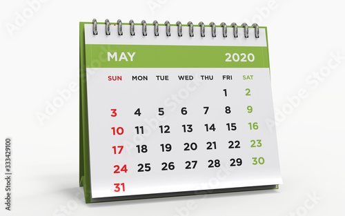 Desk calendar May 2020