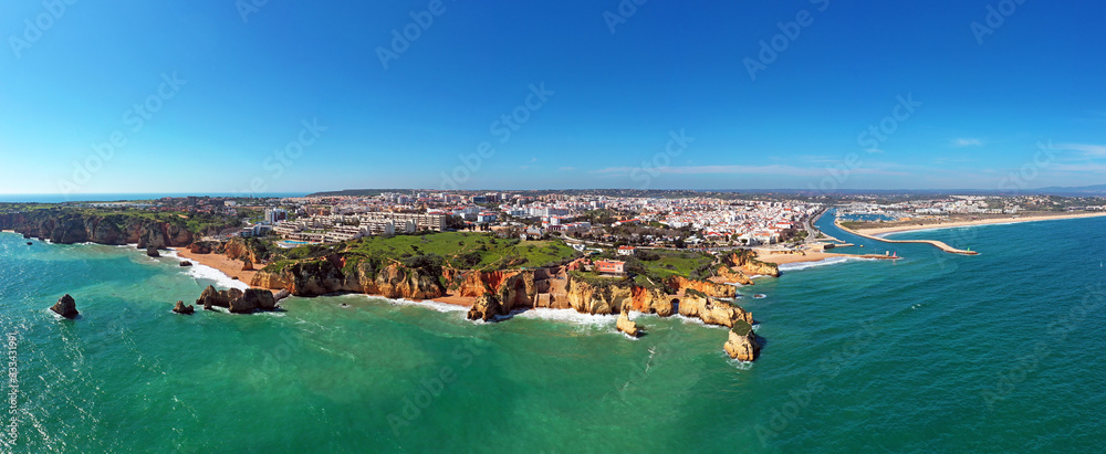 Panorama from the city Lagos in the Algarve Portugal