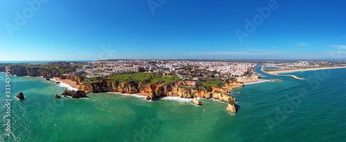Panorama from the city Lagos in the Algarve Portugal