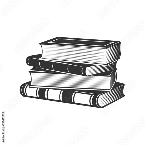 Stack of books in monochrome style. Vector illustration.