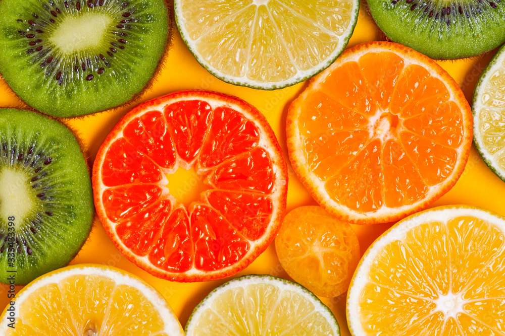 Fruity juicy backdrop with citruses Fruity juicy backdrop with citruses