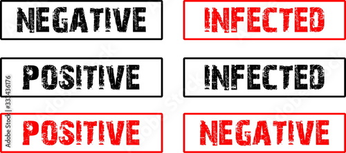 Coronavirus stamp with inscription negative positive infected 