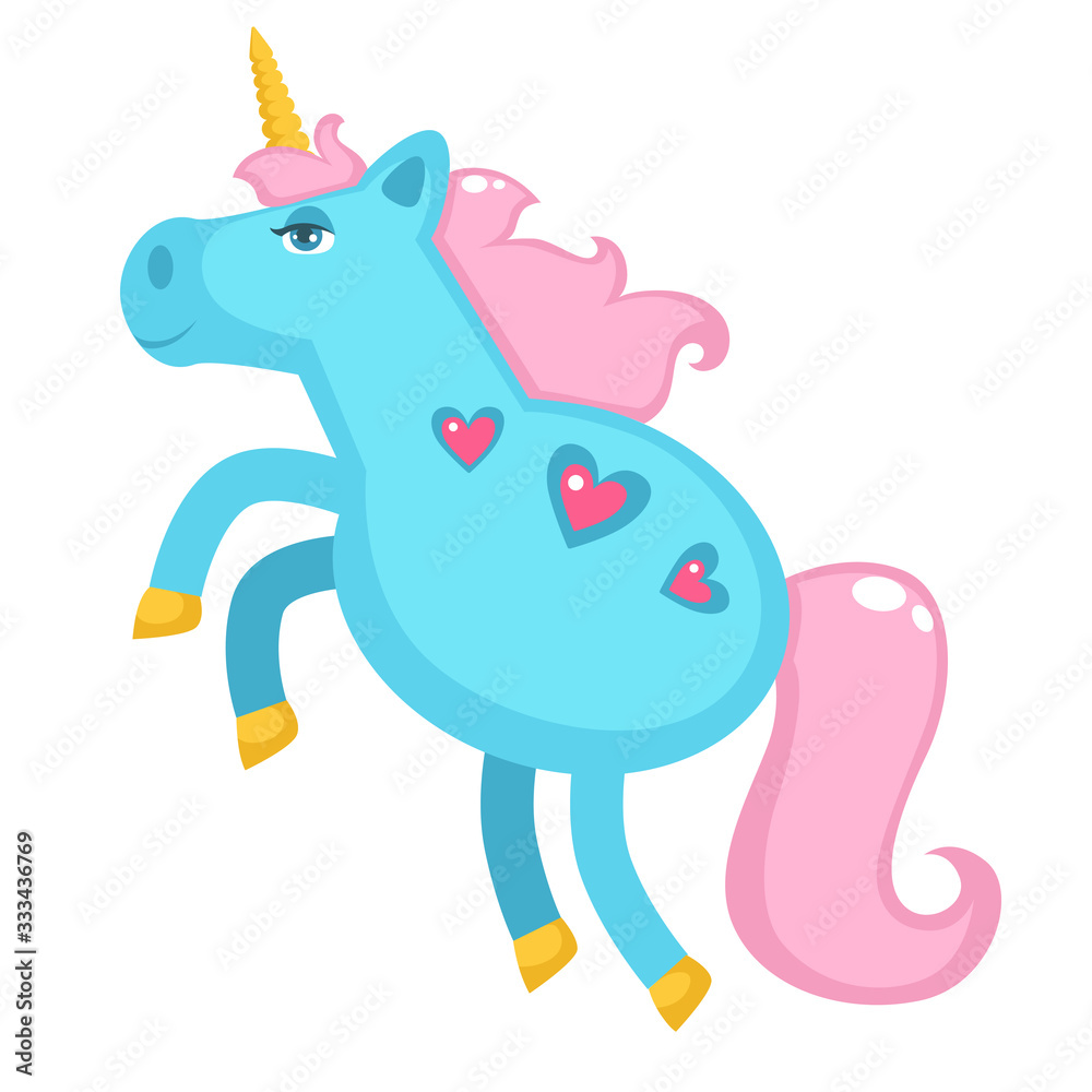 Unicorn with horn and tail, pony with hearts Unicorn with horn and tail, pony with hearts