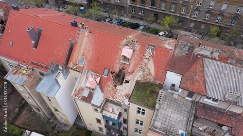 Zagreb Earthquake during COVID19 Corona Virus - Aerial footage photo