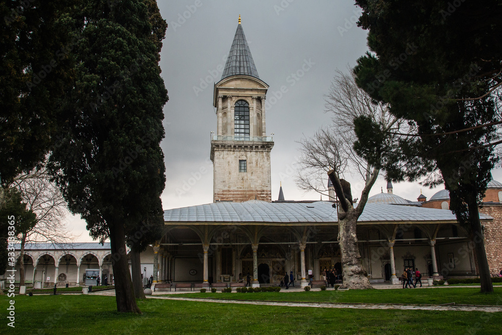View of the historic harem building at the Topkapi Palace in Istanbul. Turkey