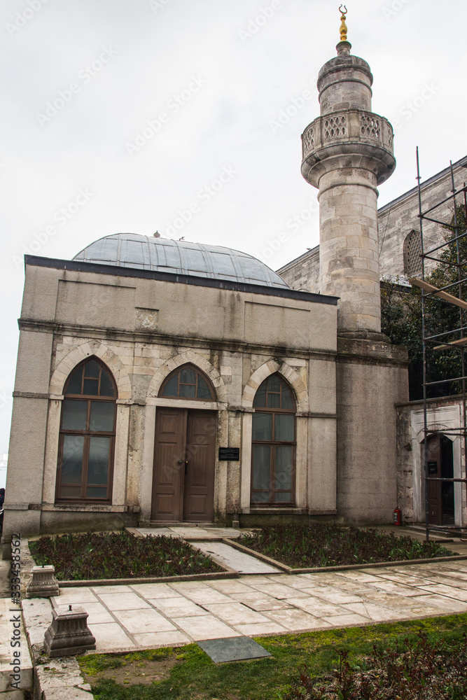 View of the historical Agalar  Mosque at the Topkapi Palace in Istanbul. Turkey