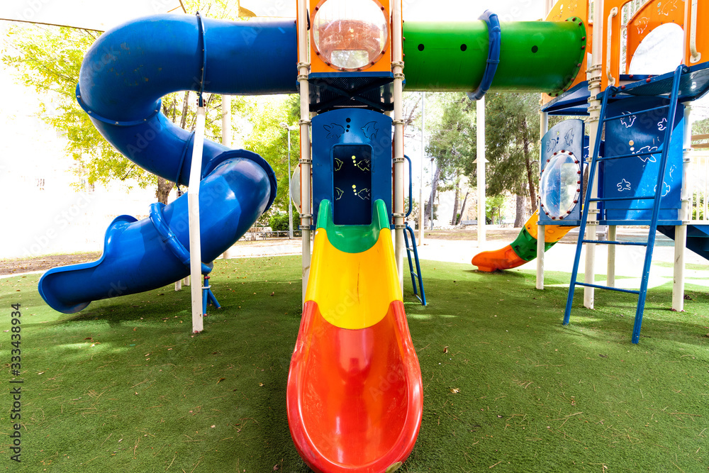 jerusalem- israel: empty streets during Corona Virus quarantine - Empty children playground in a neighborhood