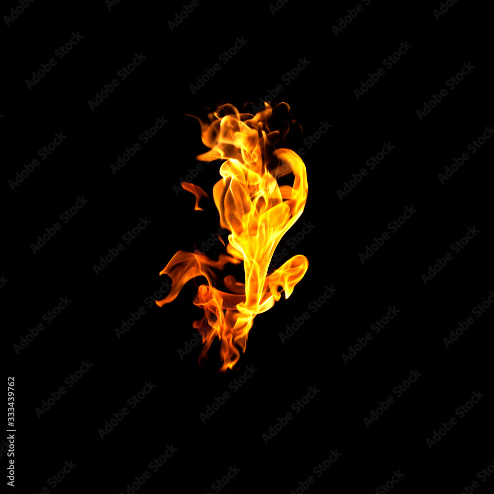 Fototapeta premium Fire flames on black background