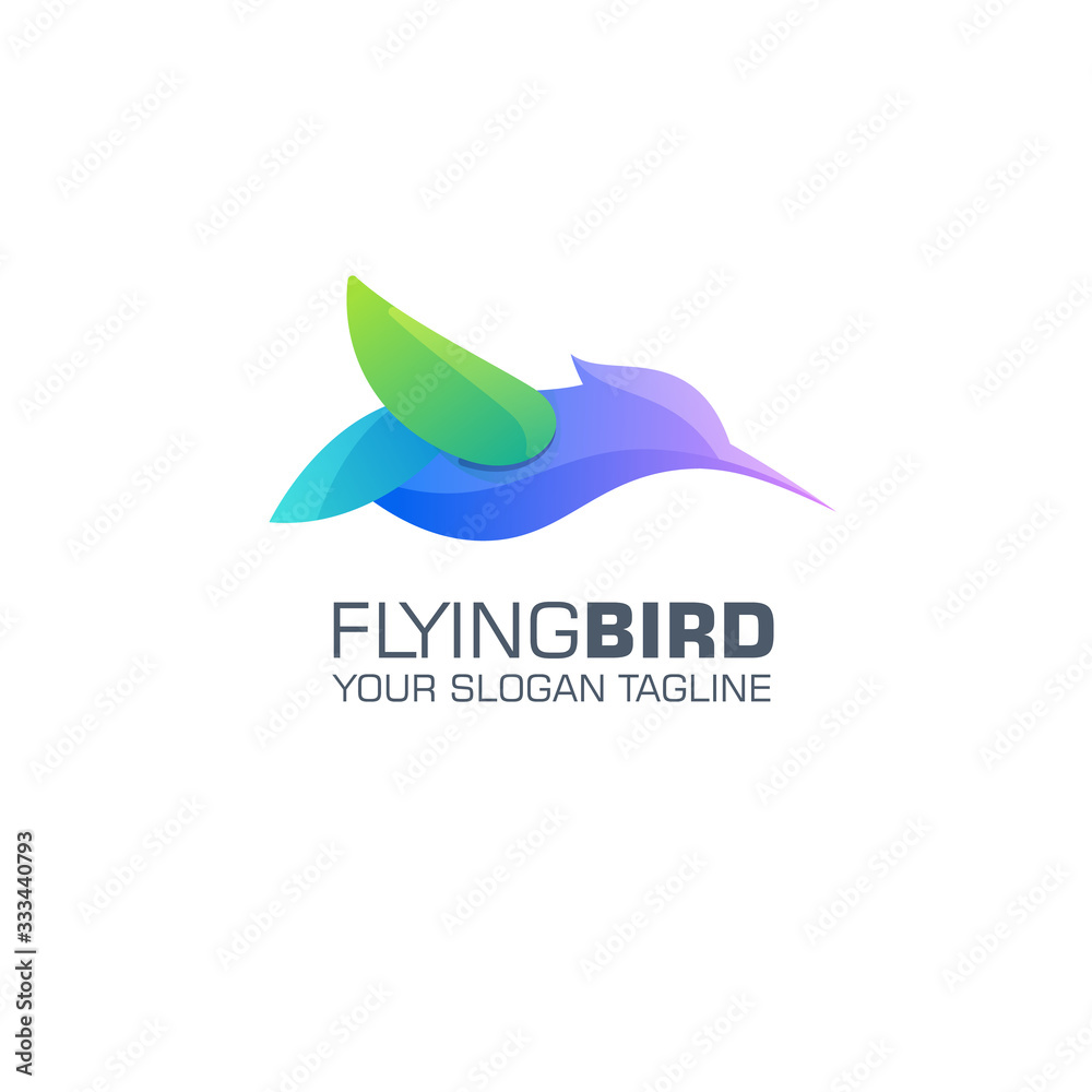 Colorful Bird Logo Design. Origami Flying Bird Logo Design for a Business Company.