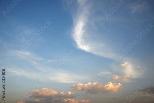 Cloudy blue sky background at dusk