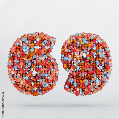 Number 69 3D Text Illustration, Digits With Pink And Sky Colors Stars, 3D Render In 4K Resolution, Isolated On White Background, With Shadow ..