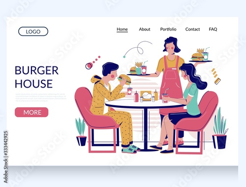 Burger house vector website landing page design template