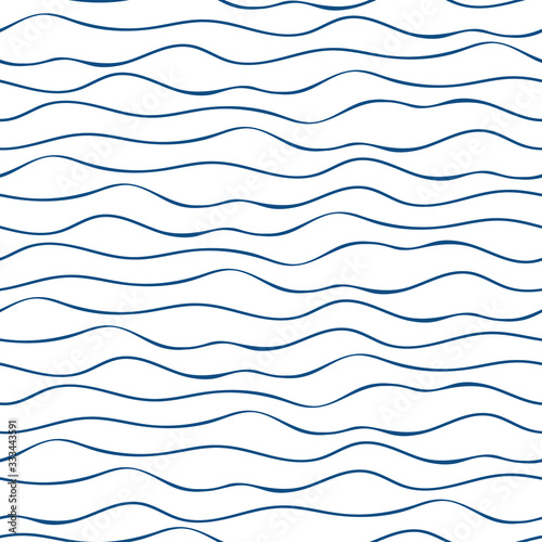 Photo Vector abstract hand drawn navy blue doodle ocean waves