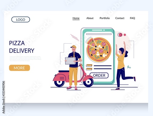 Pizza delivery vector website landing page design template