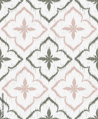 Vector seamless pattern design with ikat ornaments