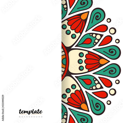 Mandala white background. Round floral ornament