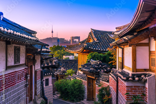Bukchon Hanok Village in Seoul, South Korea.