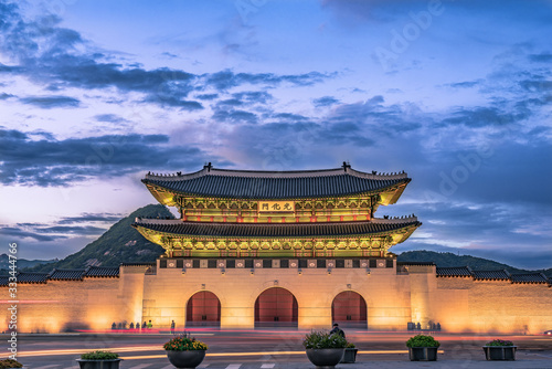 Day of Night Gyeongbokgung Palace Seoul. South Korea