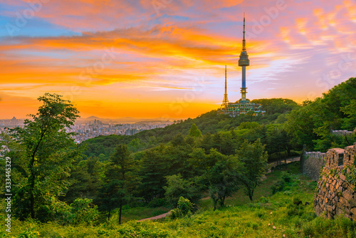 N Seoul Tower Namsan Mountain in central Seoul,South Korea.June 9, 2019 photo