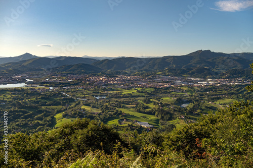 Panoramic view of Irun, Basque Country on the early morning. Summer landscape. Famous travel destination