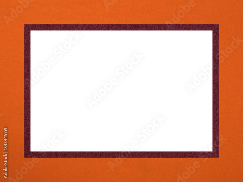 Orange-burgundy textured decorative rectangular frame with a free white field for creative work.