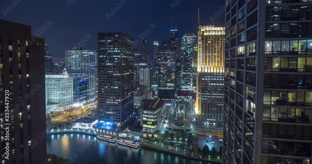 Chicago downtown timelapse sunset to twilight 4K Chicago downtown timelapse sunset to twilight 4K