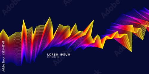 Bright music poster with dynamic waves. Vector illustration