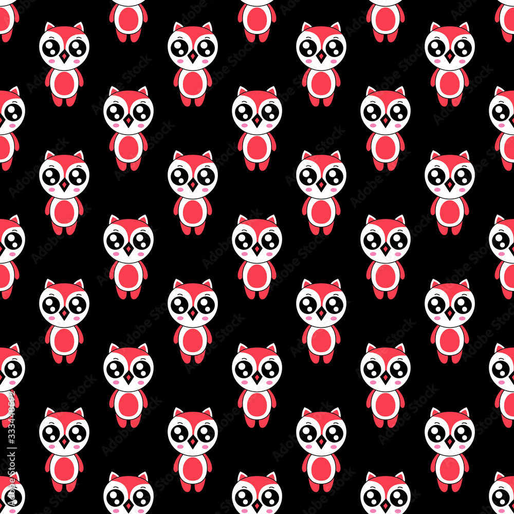 Fototapeta premium Seamless pattern cute owl cartoon .vector and illustration