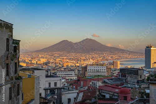 A look at Mount Vesuvius from the city of Naples Italy