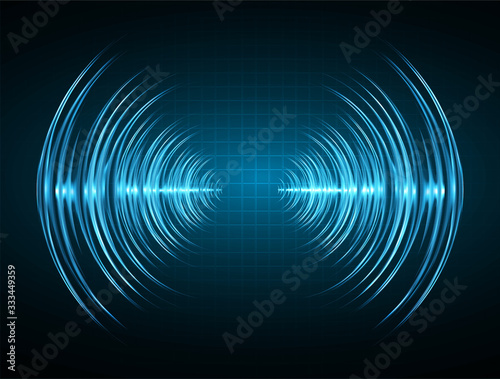 Sound waves oscillating dark blue light
