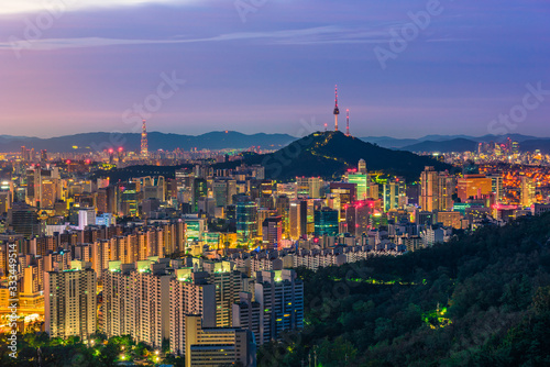 Photography Seoul city and seoul tower at morning. seoul korea.