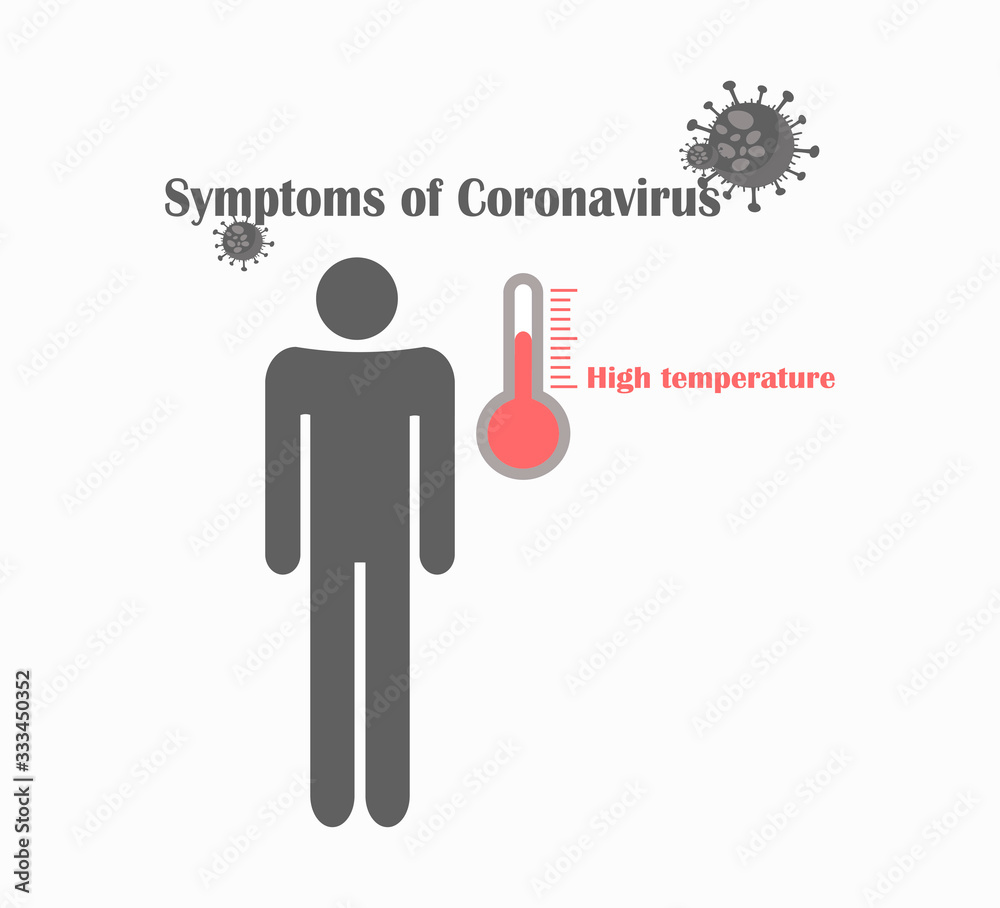 High painful temperature, flu. Viral epidemic vector illustration silhouette of a man and a thermometer icon on a white isolated background High painful temperature, flu. Viral epidemic vector illustration silhouette of a man and a thermometer icon on a white isolated background