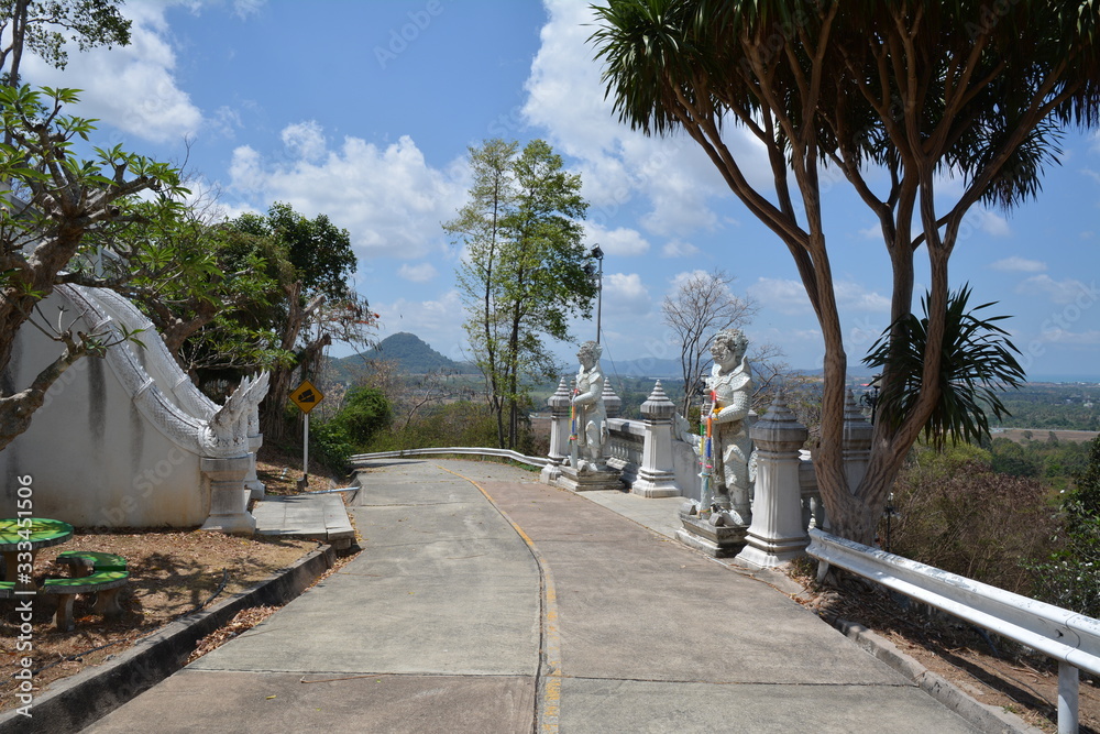 the small road in the territory of the Buddhist temple of Thailand
