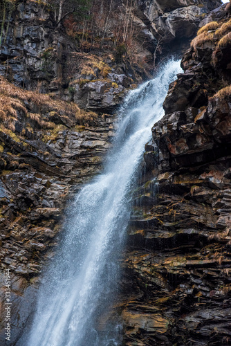 Rocky waterfall in Diesbach  Glarus  Switzerland.