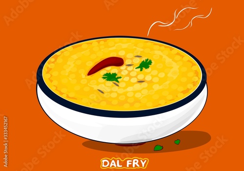 Dal Fry Indian Traditional Food Vector