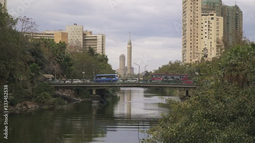 Branch of River Nile between Roda island and El Sayeda Zeinab district in Cairo, Egypt. The Cairo tower is in the background.
 photo