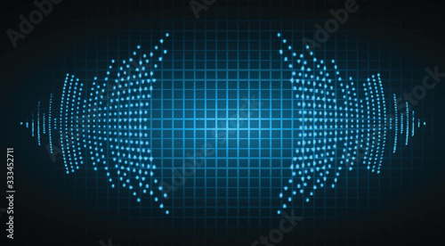 Sound waves oscillating dark blue light