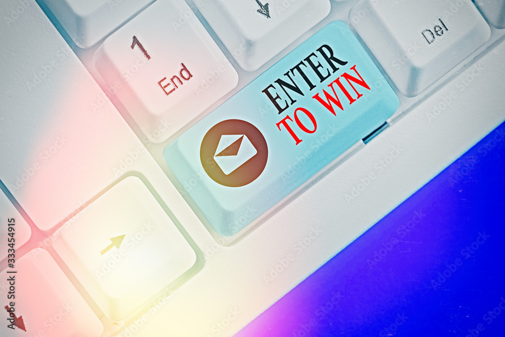 Handwriting text writing Enter To Win. Conceptual photo exchanging something value for prize or chance of winning Handwriting text writing Enter To Win. Conceptual photo exchanging something value for prize or chance of winning