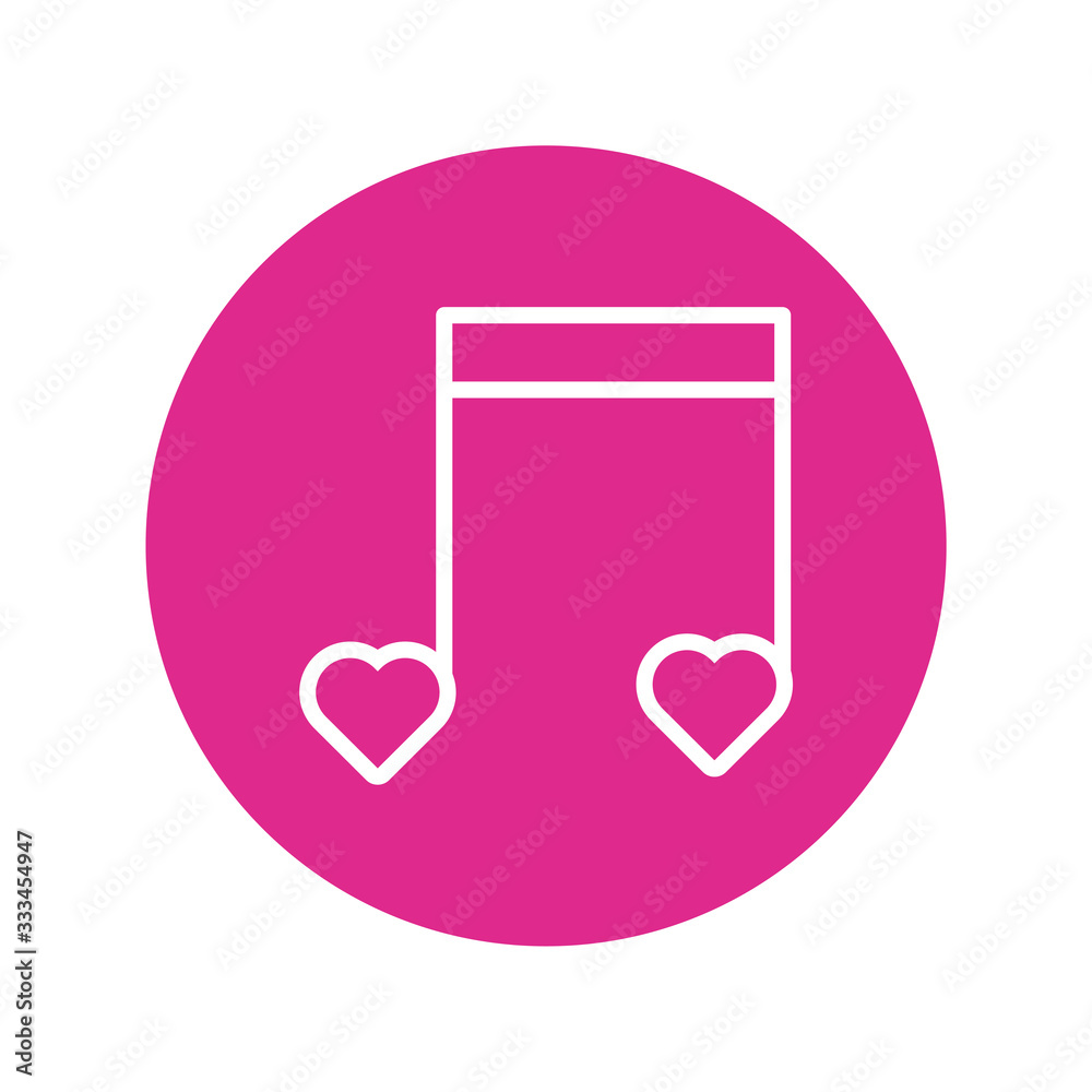 happy valentines day music notes with hearts block and line style happy valentines day music notes with hearts block and line style