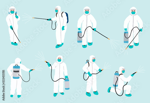 People is disinfecting to prevent the spread of bacteria, viruses.Vector illustration for object, poster,sticker and website