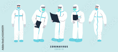 Doctor is working to prevent the spread of bacteria  viruses.Vector illustration for object  poster sticker and website