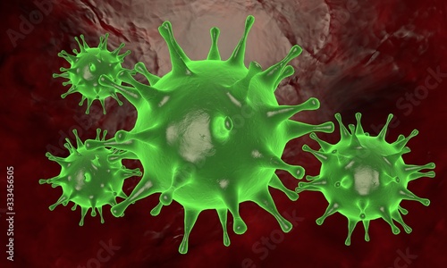Wirus koronowy w zielonej tętnicy - koncepcja mikrobiologii i wirusologii - renderowania 3d