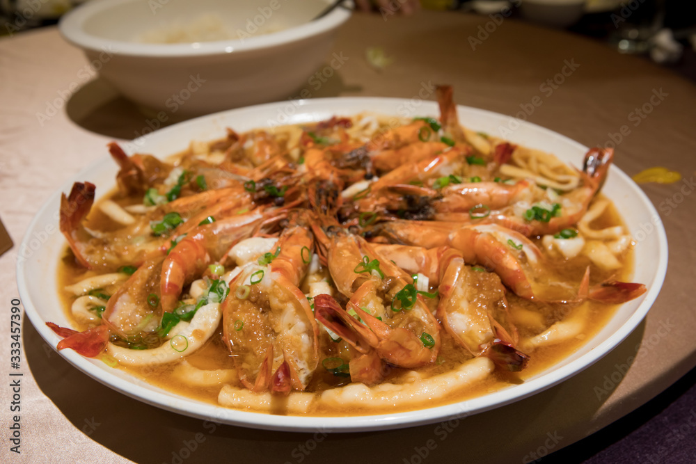 Delicious Taiwanese shrimp dish sauce orange