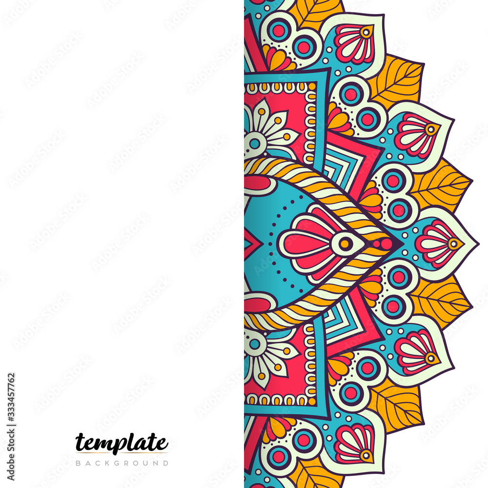 Mandala white background. Round floral ornament