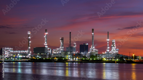 Oil refinery industry and Petrochemical and natural gas and oil storage tanks, Orage background © Rangsarit