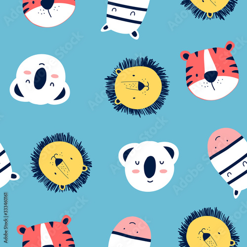 Hand drawing print design. Animals vector illustration pattern seamless.