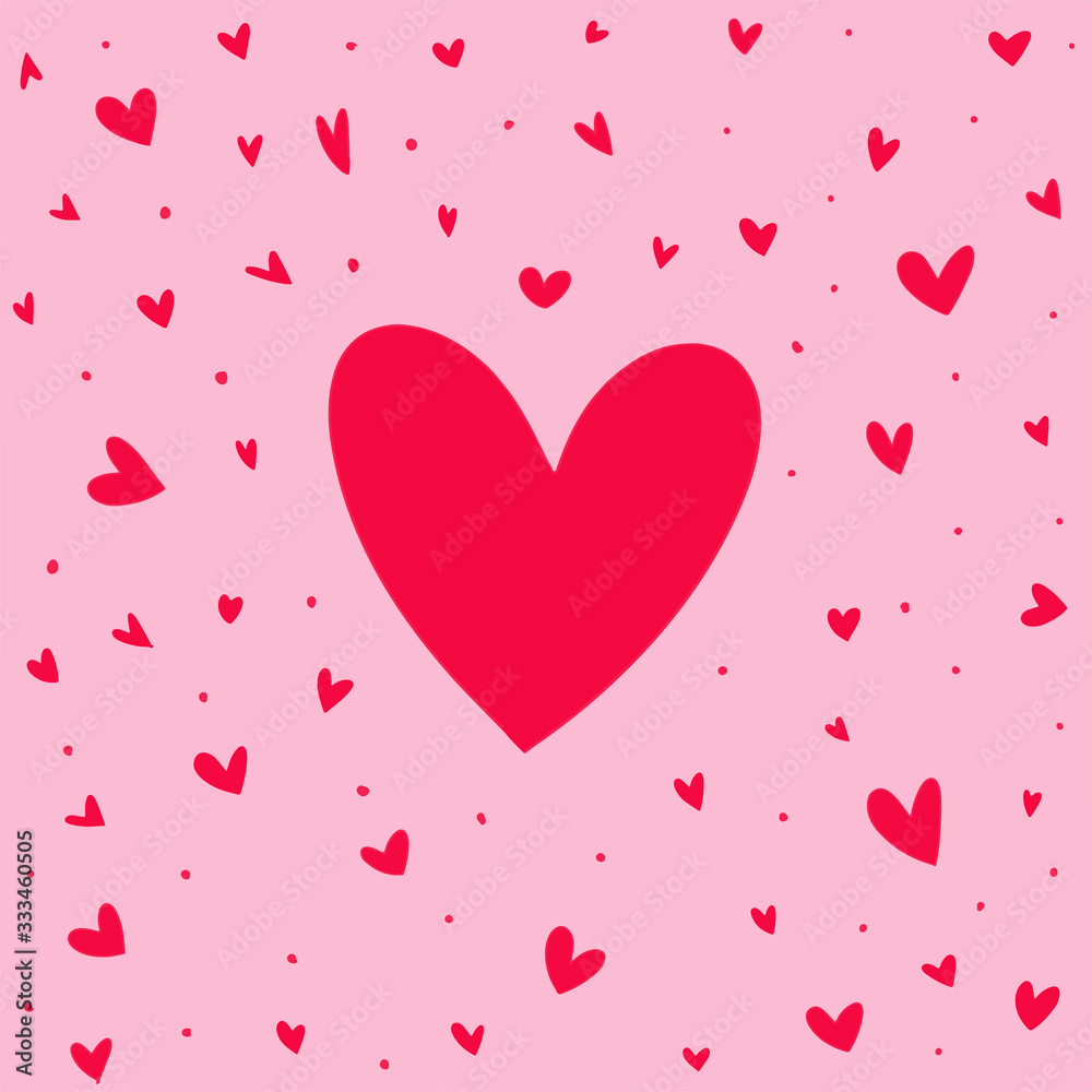 abstract background with hearts.Heart doodles. Hand drawn hearts. Design elements for Valentine's day. Vector EPS 10.