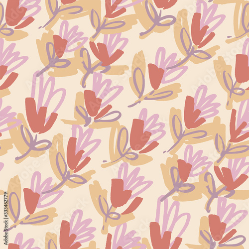 Floral modern sketch seamle...