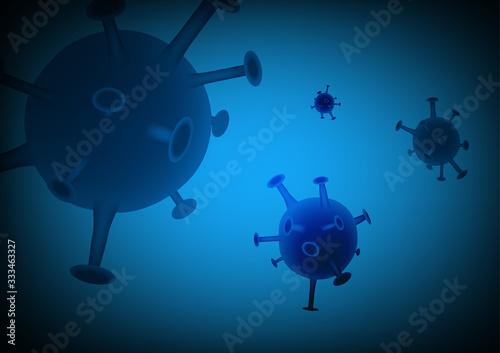 Virus Covid-19 in Blue Color Background vector