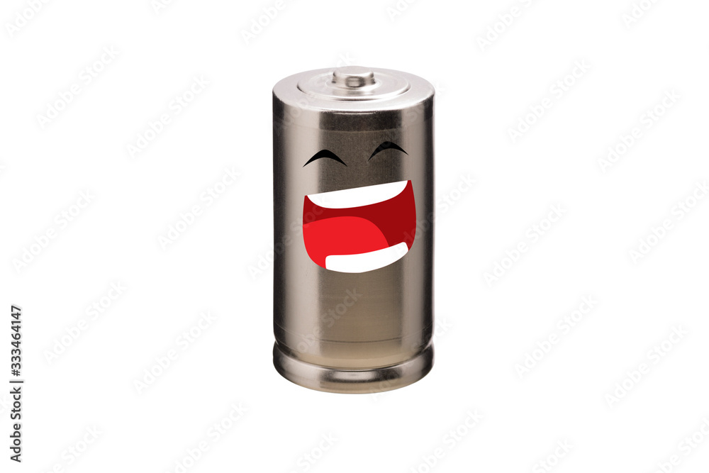 Battery emoticon. Smile, cry, fatigue ...